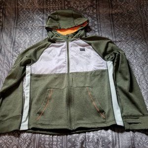 Russell Full Zip Hoodie Youth's XL 14-16 Green With Orange lined hood
